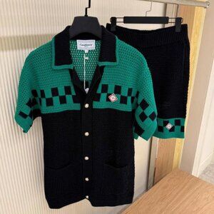 Casablanca Men New Casual Mesh Shirt Set Medium Size